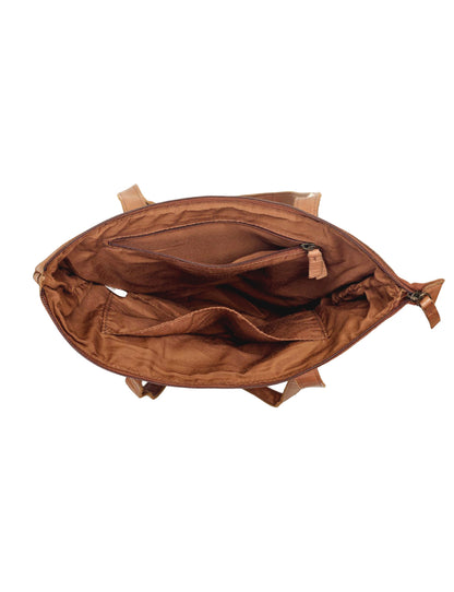 LONGREACH PANELLED LEATHER  TOTE BAG- A-0002-COGNAC- NEW IN