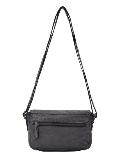 ESPERANCE SML FLAPOVER LEATHER XBODY BAG-A-0004-BLACK- NEW IN