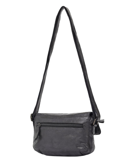 ESPERANCE SML FLAPOVER LEATHER XBODY BAG-A-0004-BLACK- NEW IN