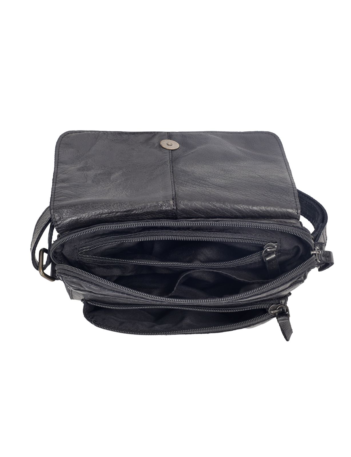 ESPERANCE SML FLAPOVER LEATHER XBODY BAG-A-0004-BLACK- NEW IN