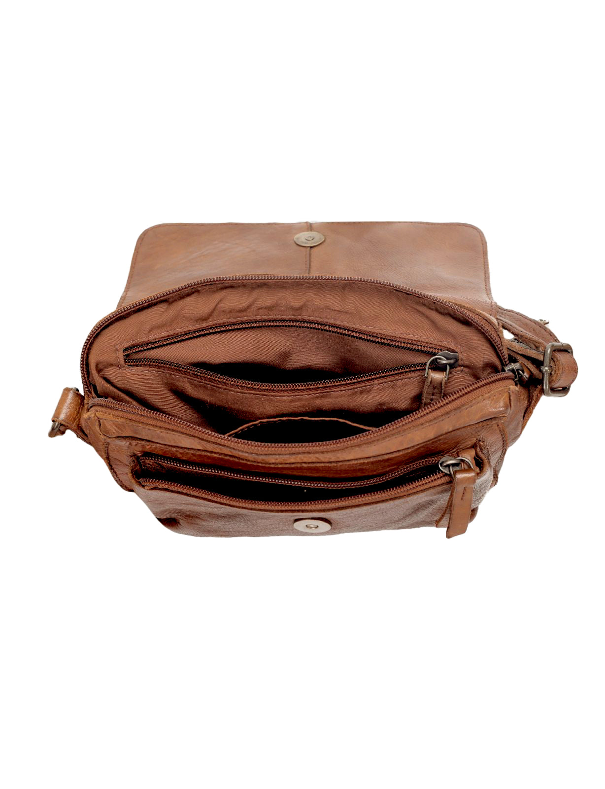 ESPERANCE SML FLAPOVER LEATHER XBODY BAG-A-0004-COGNAC- NEW IN