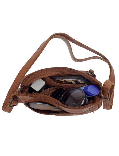BROOME SML LEATHER XBODY BAG- A-0005-COGNAC- NEW IN