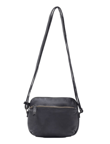 BONDI SML LEATHER XBODY BAG- A-0006-BLACK- NEW IN