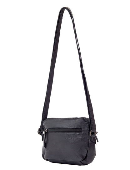 BONDI SML LEATHER XBODY BAG- A-0006-BLACK- NEW IN
