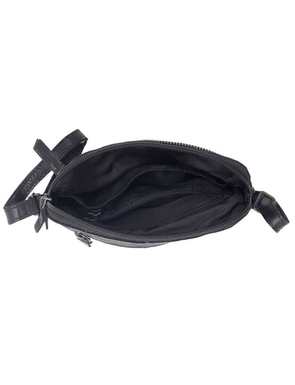 BONDI SML LEATHER XBODY BAG- A-0006-BLACK- NEW IN