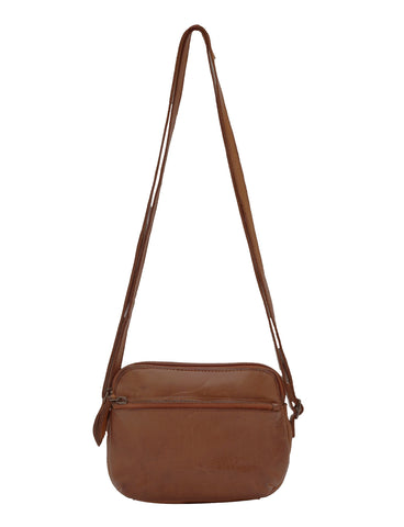 BONDI SML LEATHER XBODY BAG- A-0006-COGNAC- NEW IN