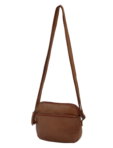 BONDI SML LEATHER XBODY BAG- A-0006-COGNAC- NEW IN