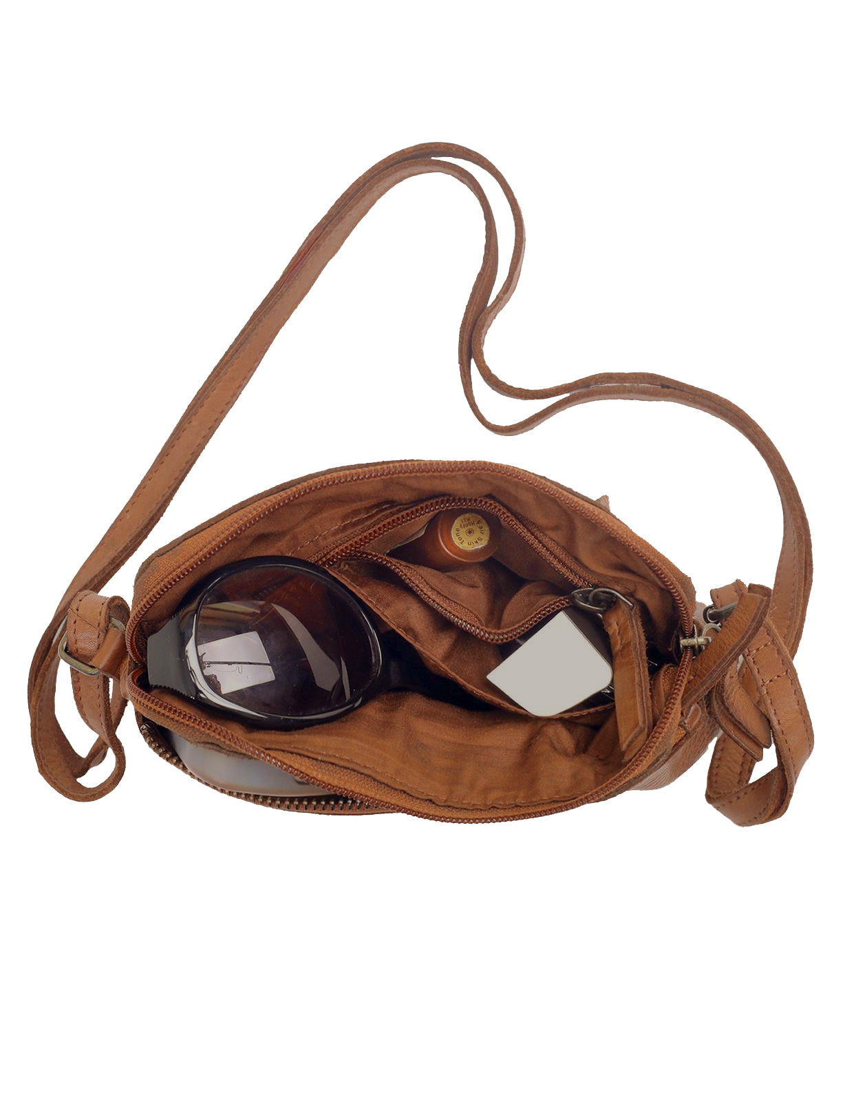 BONDI SML LEATHER XBODY BAG- A-0006-COGNAC- NEW IN