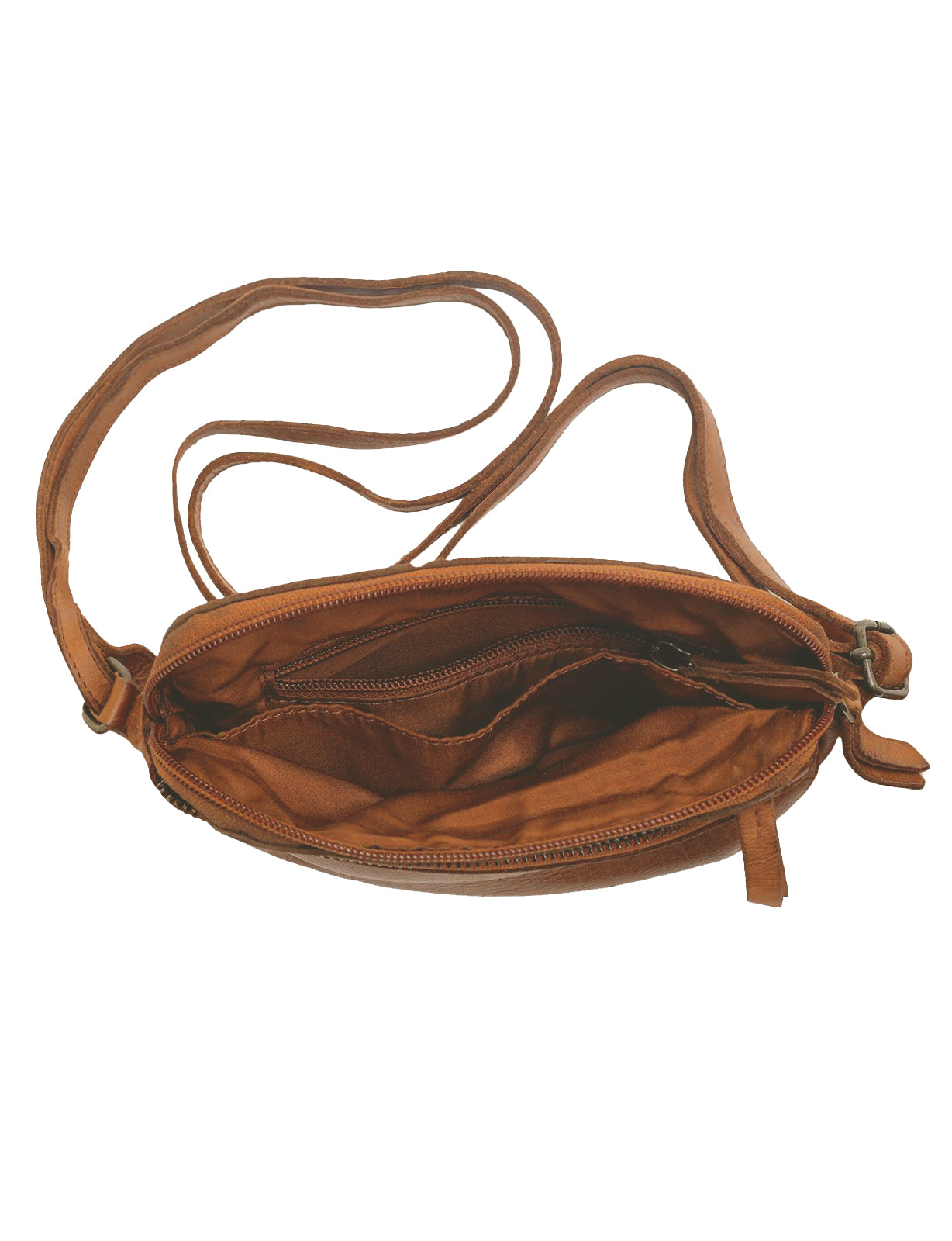 BONDI SML LEATHER XBODY BAG- A-0006-COGNAC- NEW IN