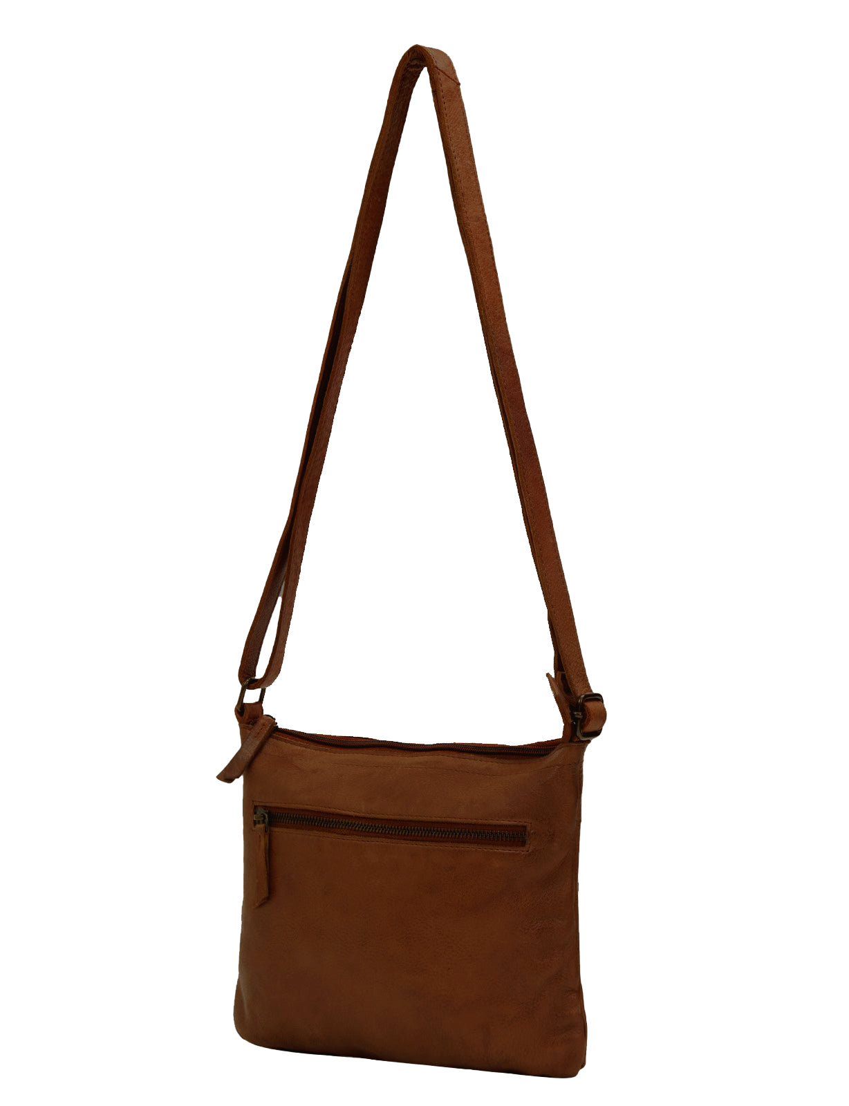 ROMA MED LEATHER XBODY BAG- A-0008-COGNAC- NEW IN