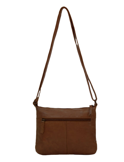 ROMA MED LEATHER XBODY BAG- A-0008-COGNAC- NEW IN