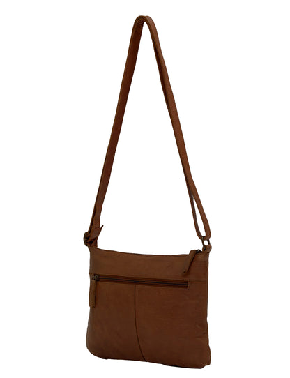 ROMA MED LEATHER XBODY BAG- A-0008-COGNAC- NEW IN