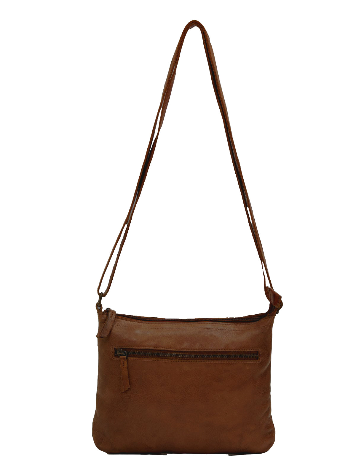 ROMA MED LEATHER XBODY BAG- A-0008-COGNAC- NEW IN
