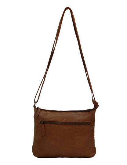 ROMA MED LEATHER XBODY BAG- A-0008-COGNAC- NEW IN
