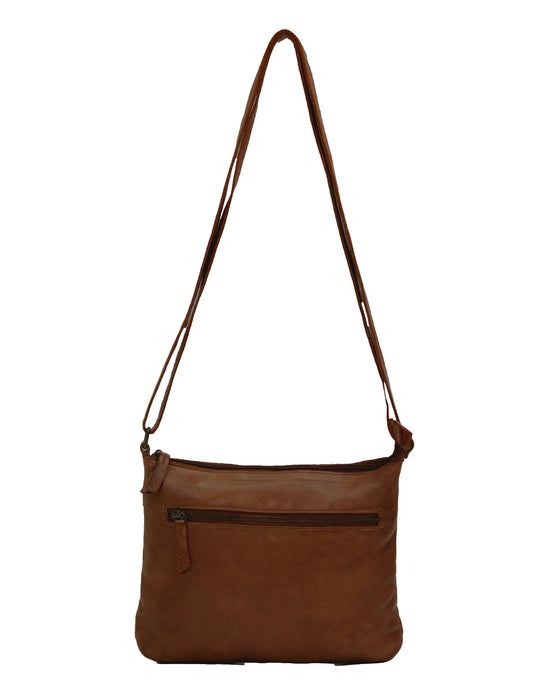ROMA MED LEATHER XBODY BAG- A-0008-COGNAC- NEW IN