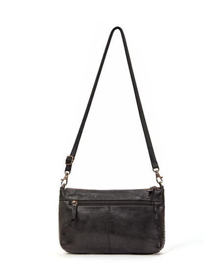 BENDIGO WOVEN DETAIL LEATHER XBODY BAG- A-0009-BLK- NEW IN