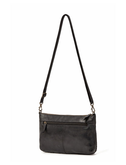 BENDIGO WOVEN DETAIL LEATHER XBODY BAG- A-0009-BLK- NEW IN