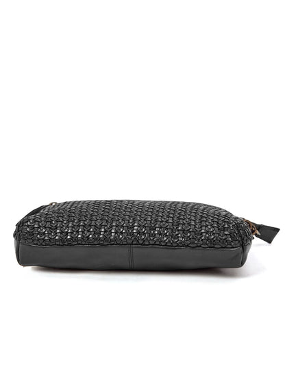 BENDIGO WOVEN DETAIL LEATHER XBODY BAG- A-0009-BLK- NEW IN