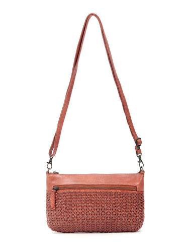 BENDIGO WOVEN DETAIL LEATHER XBODY BAG- A-0009-TAN- NEW IN