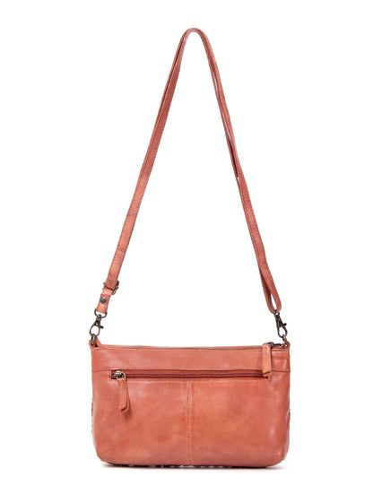 BENDIGO WOVEN DETAIL LEATHER XBODY BAG- A-0009-TAN- NEW IN