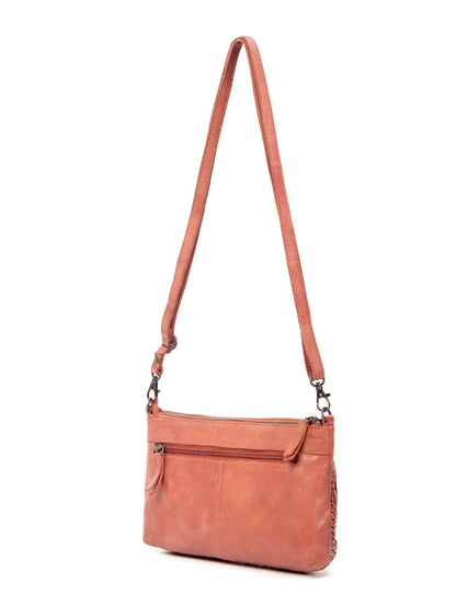 BENDIGO WOVEN DETAIL LEATHER XBODY BAG- A-0009-TAN- NEW IN