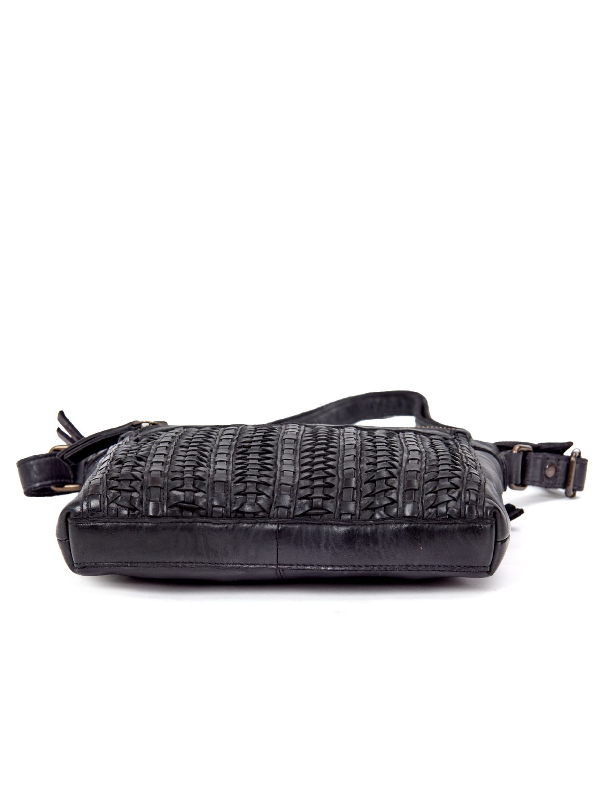 ARMIDALE WOVEN DETAIL LEATHER XBODY BAG- A-0011-BLK- NEW IN