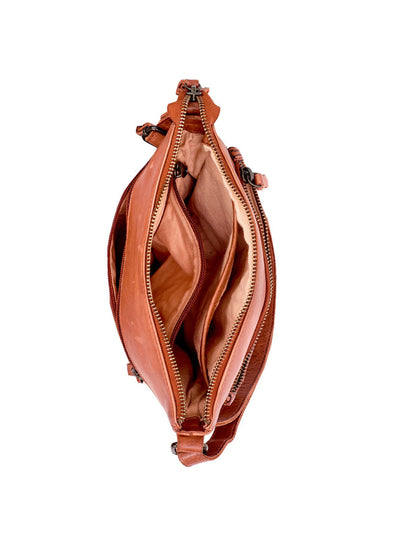 ARMIDALE WOVEN DETAIL LEATHER XBODY BAG-A-0011-TAN- NEW IN