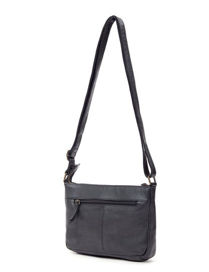 TAMWORTH PATCHWORK DETAIL LEATHER XBODY BAG- A-0012-BLK- NEW IN