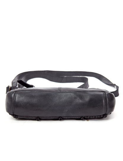 TAMWORTH PATCHWORK DETAIL LEATHER XBODY BAG- A-0012-BLK- NEW IN