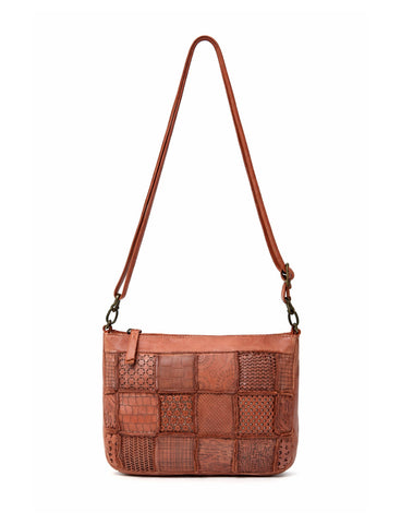 TAMWORTH PATCHWORK DETAIL LEATHER XBODY BAG-A-0012-TAN- NEW IN