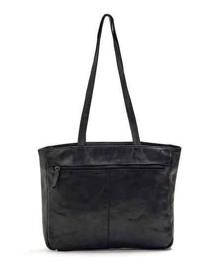 COOKTOWN WOVEN LEATHER TOTE BAG- A-0013-BLK- NEW IN