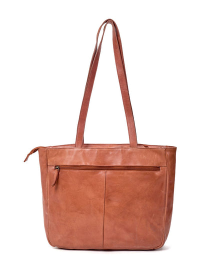 COOKTOWN WOVEN LEATHER TOTE BAG- A-0013-TAN- NEW IN