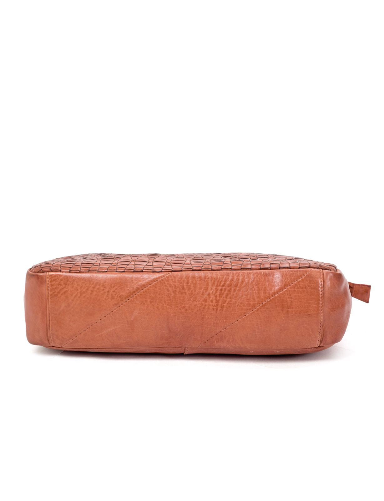 COOKTOWN WOVEN LEATHER TOTE BAG- A-0013-TAN- NEW IN