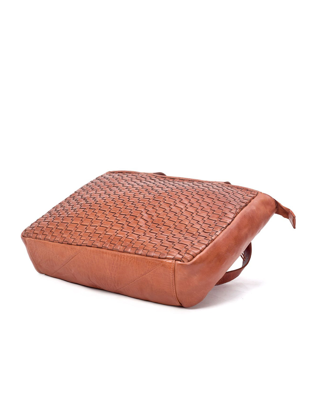 COOKTOWN WOVEN LEATHER TOTE BAG- A-0013-TAN- NEW IN