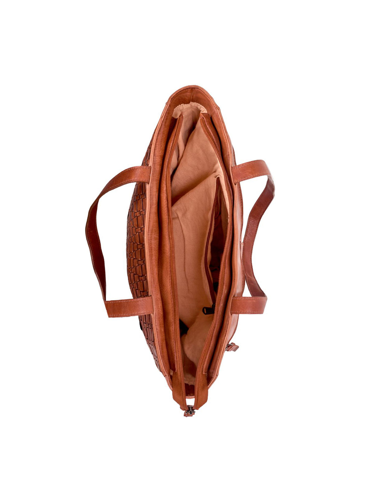 COOKTOWN WOVEN LEATHER TOTE BAG- A-0013-TAN- NEW IN