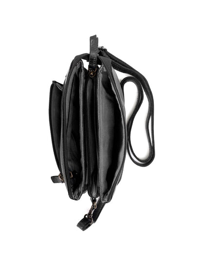 DEVONPORT LEATHER XBODY BAG- A-0014-BLK- NEW IN