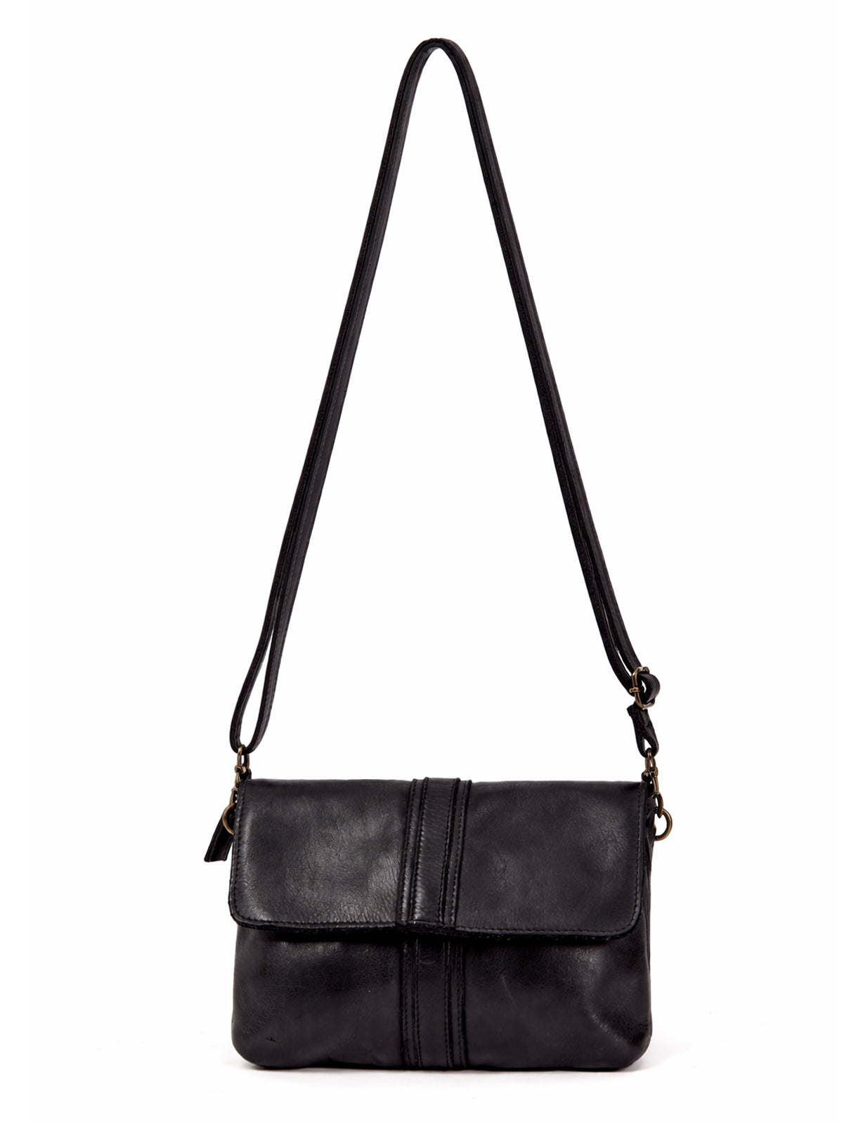 TULLY FLAP OVER LEATHER XBODY BAG- A-0015-BLK- NEW IN