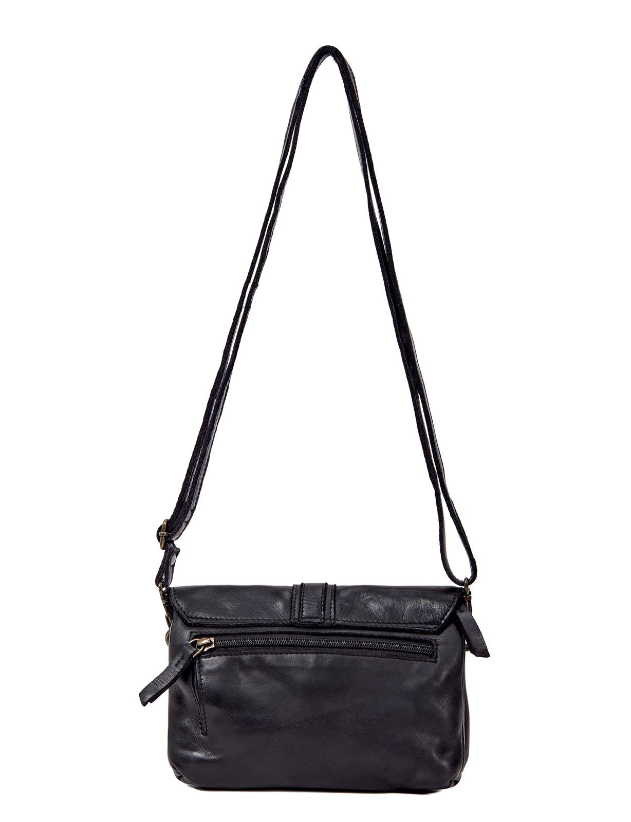 TULLY FLAP OVER LEATHER XBODY BAG- A-0015-BLK- NEW IN