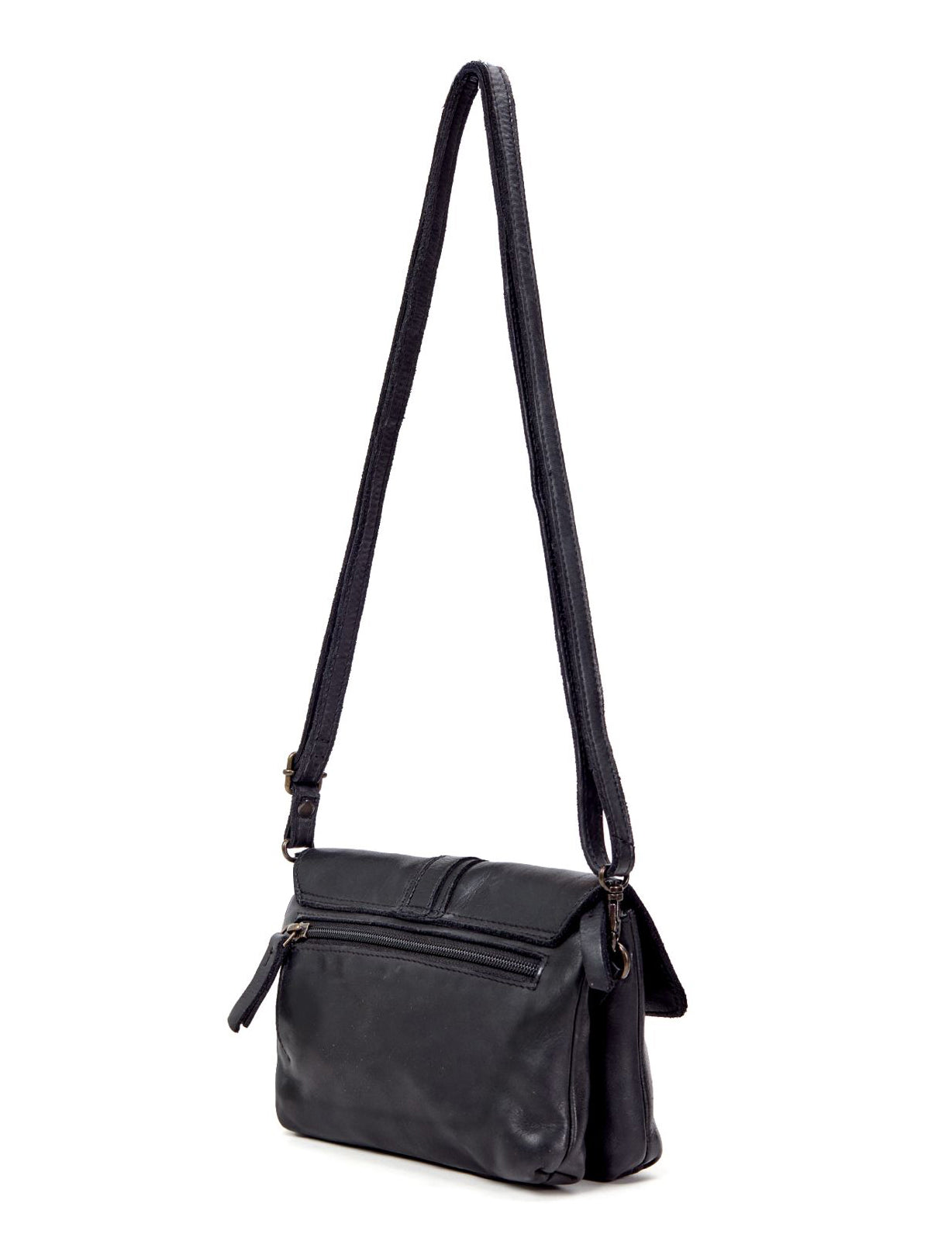 TULLY FLAP OVER LEATHER XBODY BAG- A-0015-BLK- NEW IN