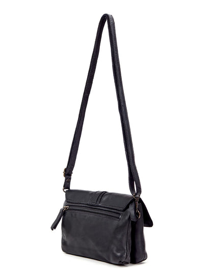TULLY FLAP OVER LEATHER XBODY BAG- A-0015-BLK- NEW IN