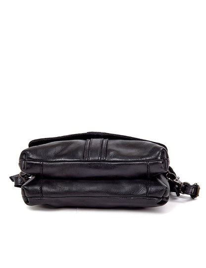 TULLY FLAP OVER LEATHER XBODY BAG- A-0015-BLK- NEW IN