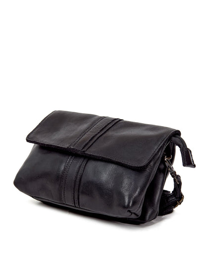 TULLY FLAP OVER LEATHER XBODY BAG- A-0015-BLK- NEW IN