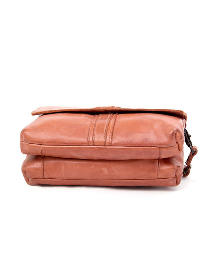 TULLY FLAP OVER LEATHER XBODY BAG- A-0015-TAN- NEW IN