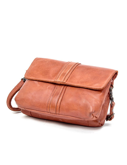 TULLY FLAP OVER LEATHER XBODY BAG- A-0015-TAN- NEW IN