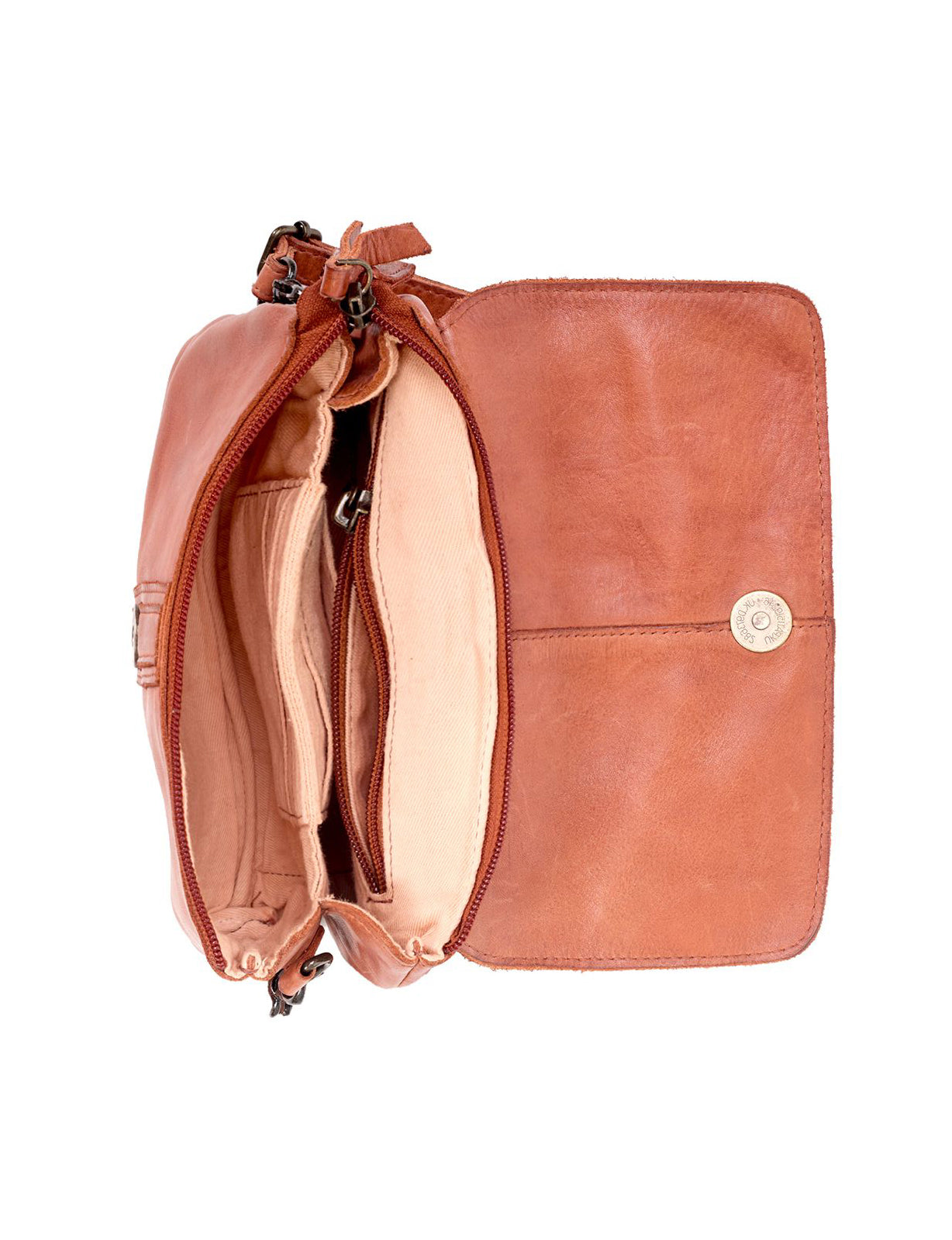 TULLY FLAP OVER LEATHER XBODY BAG- A-0015-TAN- NEW IN