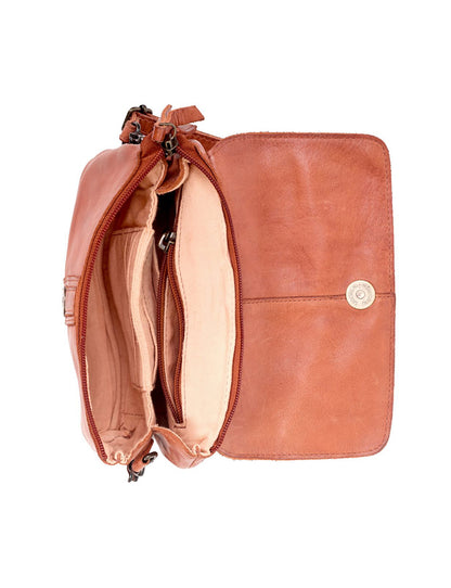 TULLY FLAP OVER LEATHER XBODY BAG- A-0015-TAN- NEW IN
