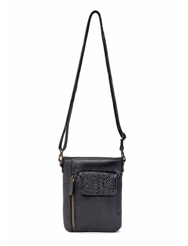 BATHURST LEATHER XBODY BAG- A-0016-BLK- NEW IN
