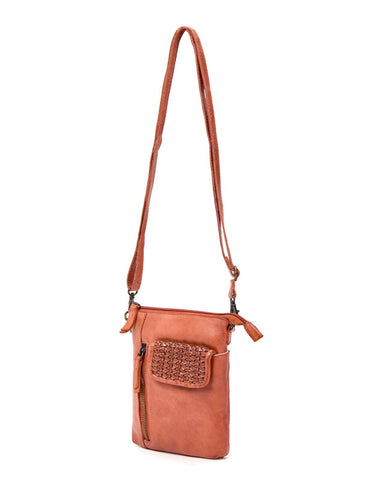 BATHURST LEATHER XBODY BAG- A-0016-TAN- NEW IN