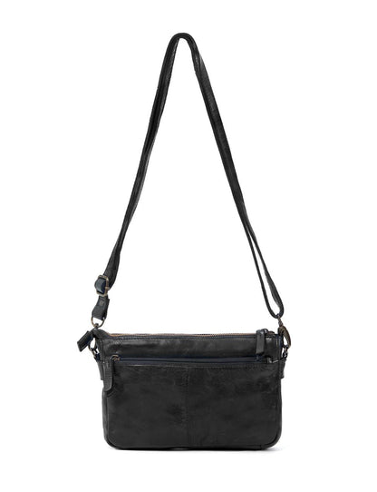 LOXTON MULTICOMPARTMENT LEATHER XBODY BAG- A-0017-BLK- NEW IN