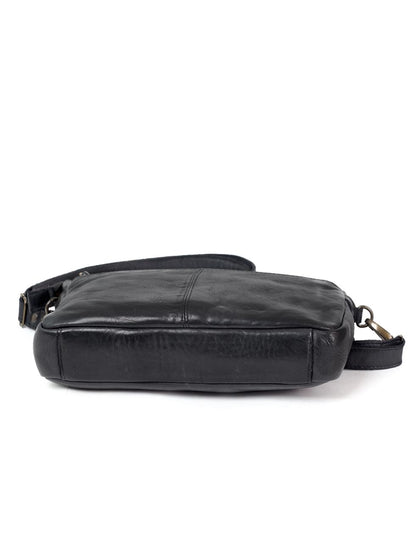 LOXTON MULTICOMPARTMENT LEATHER XBODY BAG- A-0017-BLK- NEW IN